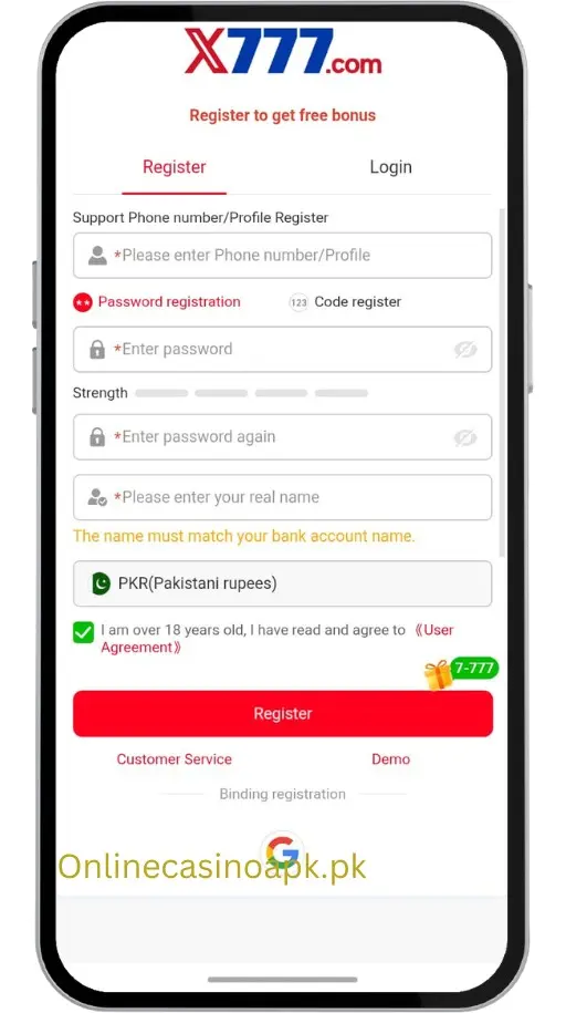 z777 game account sign-up steps